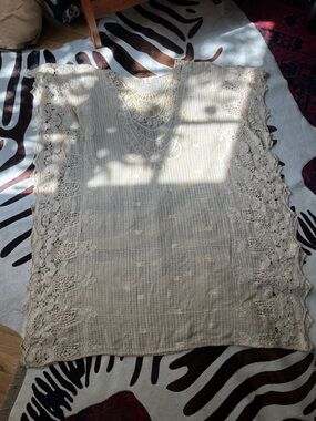 Surf Gypsy Cream Openwork Crochet Top
